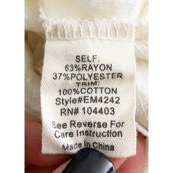 Sweet Wanderer Women's Cropped Sheer Beige Blouse Ruffle Whimsy Feminine Prairie - Picture 7 of 8